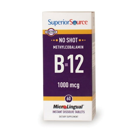 Superior Source No Shot Methylcobalamin B12 1,000 mcg, MicroLingual® Tablets, 60 (Best Place For B12 Shot)