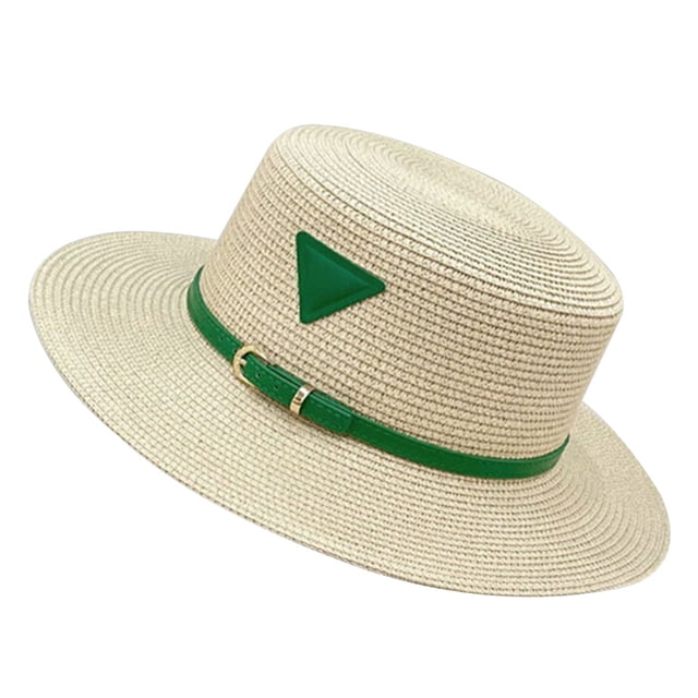 Sombrero de paja para mujer, con circunferencia de cabeza de 58 a 60 cm, estilo retro, plano, para viajes al aire libre, vacaciones