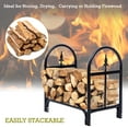 Costway 2ft Outdoor Heavy Duty Steel Firewood Log Rack Wood Storage ...
