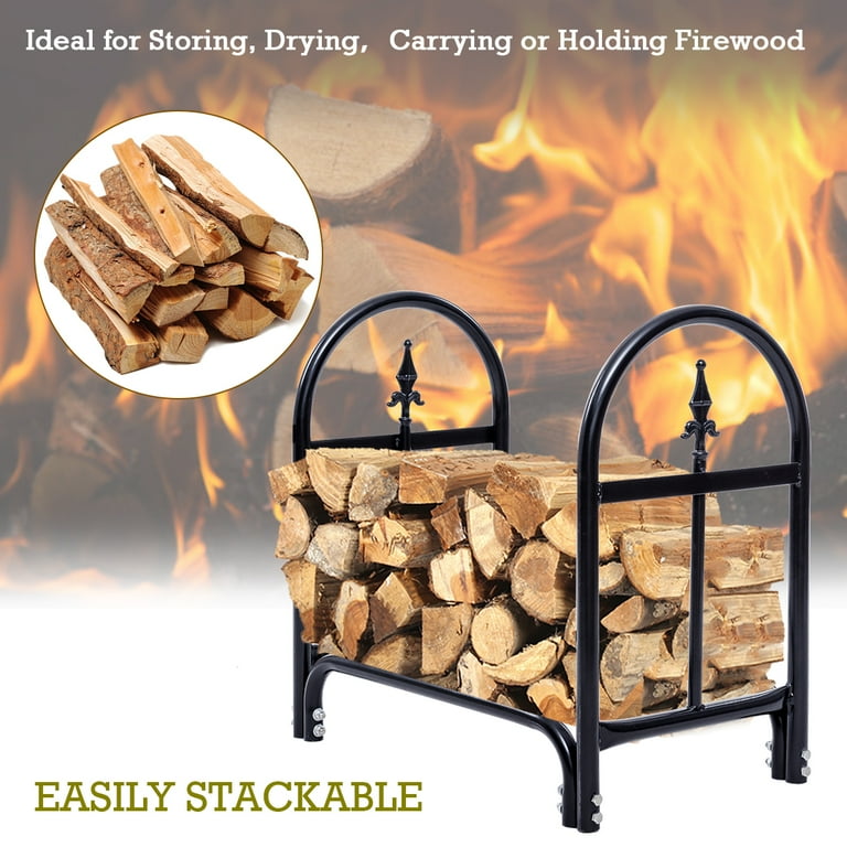 Costway 4 Feet Outdoor Steel Firewood Log Rack Wood Storage Holder for Fireplace Black Costway 4 Feet Outdoor Steel Firewood Log Rack Wood Storage Holder for Fireplace Black
