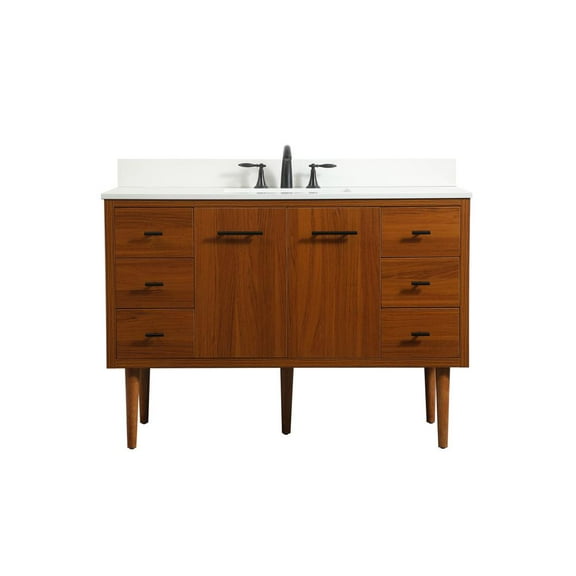 Elegant Kitchen and Bath 48 inch Single bathroom vanity in teak with backsplash