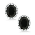 thumbnail image 3 of Gem Stone King 4.48 Cttw Black Onyx Halo Earrings for Women Set in 925 Sterling Silver | Gemstone Birthstone | Oval 9X7MM, 3 of 7