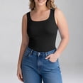 thumbnail image 2 of Stichou Women's Tank Tops Summer Square Neck Workout Cropped Ribbed Spring Camisole Sleeveless Clothes Black L, 2 of 5