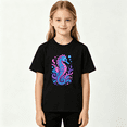 thumbnail image 2 of Cute Colorful Seahorse Girls Graphic Tee, Summer Ocean Beach 100% Cotton Kids Short Sleeve T-Shirt, 2 of 5