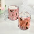 thumbnail image 2 of Yayeee 4 Pack Qtip Holder Bathroom Cotton Swab Canister with Lid Clear Dispenser Set, Brown Hand Drawn Cups, 2 of 6