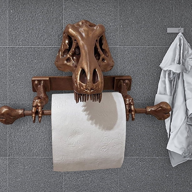 Portarrollos De Papel Higiénico Con Forma De Dinosaurio - Montaje En Pared, Resina Verde, Medidas 23x18x13 Cm, Para Baño Y Cocina