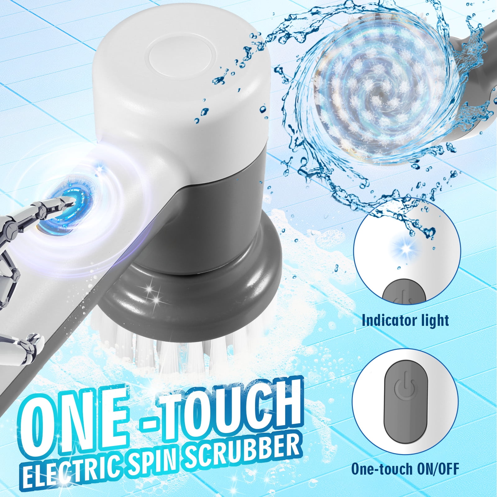 Zommapro Toilet brushes Bathroom Scrubber Rechargeable Shower Scrubber with 5 Replaceable Brush Heads, Cordless Cleaning Brush Power Scrubber for Floor Wall Tile Tub Sink Grill Dish Kitchen
