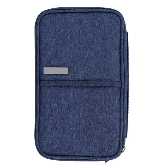 Cartera para pasaporte, impermeable, a prueba de polvo, para viaje, organizador de tarjetas de crédito, bolso de mano, azul marino, talla S