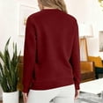 thumbnail image 4 of Women's Sherpa Lined Sweatshirt Casual Crew Neck Fleece Pullover Fall Winter Long Sleeve Soft Thermal Sweatshirts Wine L, 4 of 7