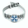thumbnail image 1 of Marruecos decorativos patron de flor azul Pulsera pulsera pulsera de cristal amor pulsera ajustable, 1 of 2
