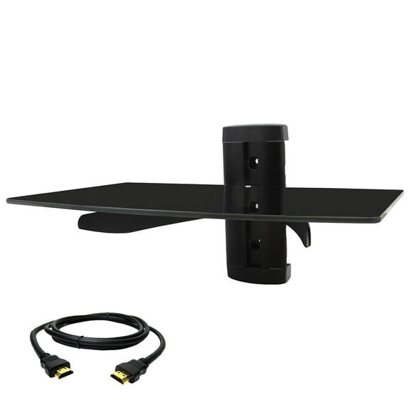 MegaMounts Tempered Glass Shelf Wall Mount with HDMI Cable
