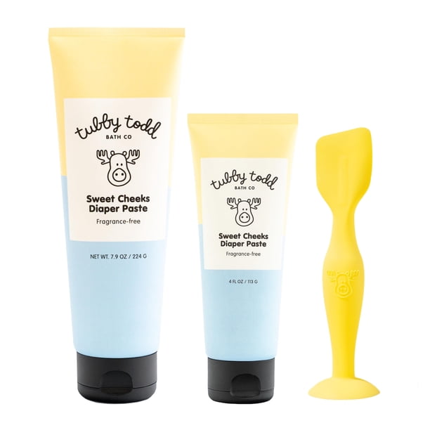 Crema para rozaduras del pañal Tubby Todd Sweet Cheeks con óxido de zinc, paquete de 2