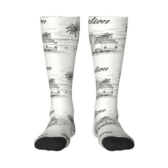 KLL Summer Vacation Scene With Camping Van Print Women's Men's Ankle Socks 1-pack Casual Athletic Socks for Unisex Adult Moisture-Wicking Socks for Daily Wear/Running/Sport