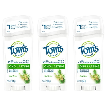 Tom's of Maine Long Lasting Natural Deodorant, Tea Tree, 2.25oz, 3 Pack