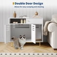 thumbnail image 3 of 31.5 Inch Modern Cat Litter Box Enclosure Furniture with Vent Door/Side Rest Area/Drawers and Open Shelves, Kitty House, Hidden Litter Box, Cat Washroom Furniture with Barn Door, 3 of 9