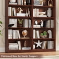 thumbnail image 3 of Homfa 74.3"H Double Wide 6-Tier Bookcase, Freestanding Standard Display Bookshelf with 12 Open Compartments for Home Office Living Room, Cherry, 3 of 8