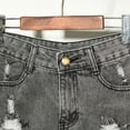 thumbnail image 4 of Women's Casual Denim Shorts Frayed Raw Hem Ripped Jeans Shorts, 4 of 6