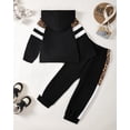 thumbnail image 3 of 3T Baby Girls Clothes 4T Girls 2PCS Hoodie Outfits Set Letter Print Toddler Girls Long Sleeve Hooded Top Pants Set Black, 3 of 7