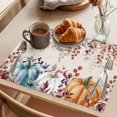 thumbnail image 3 of Orange Blue Pumpkin Fall Placemats Set of 2, Thanksgiving Eucalyptus Leaves Rustic Washable Wipeable Table Mats for Dining Tables, Indoor Outdoor Kitchen Place Mats for Holiday Party Table Decor, 3 of 9
