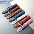 thumbnail image 4 of Correa de reloj de piel de becerro con patrón de bambú, accesorios para reloj, correa de reloj con hebilla de piel de vaca, correa de reloj para hombres y mujeres, 4 of 5