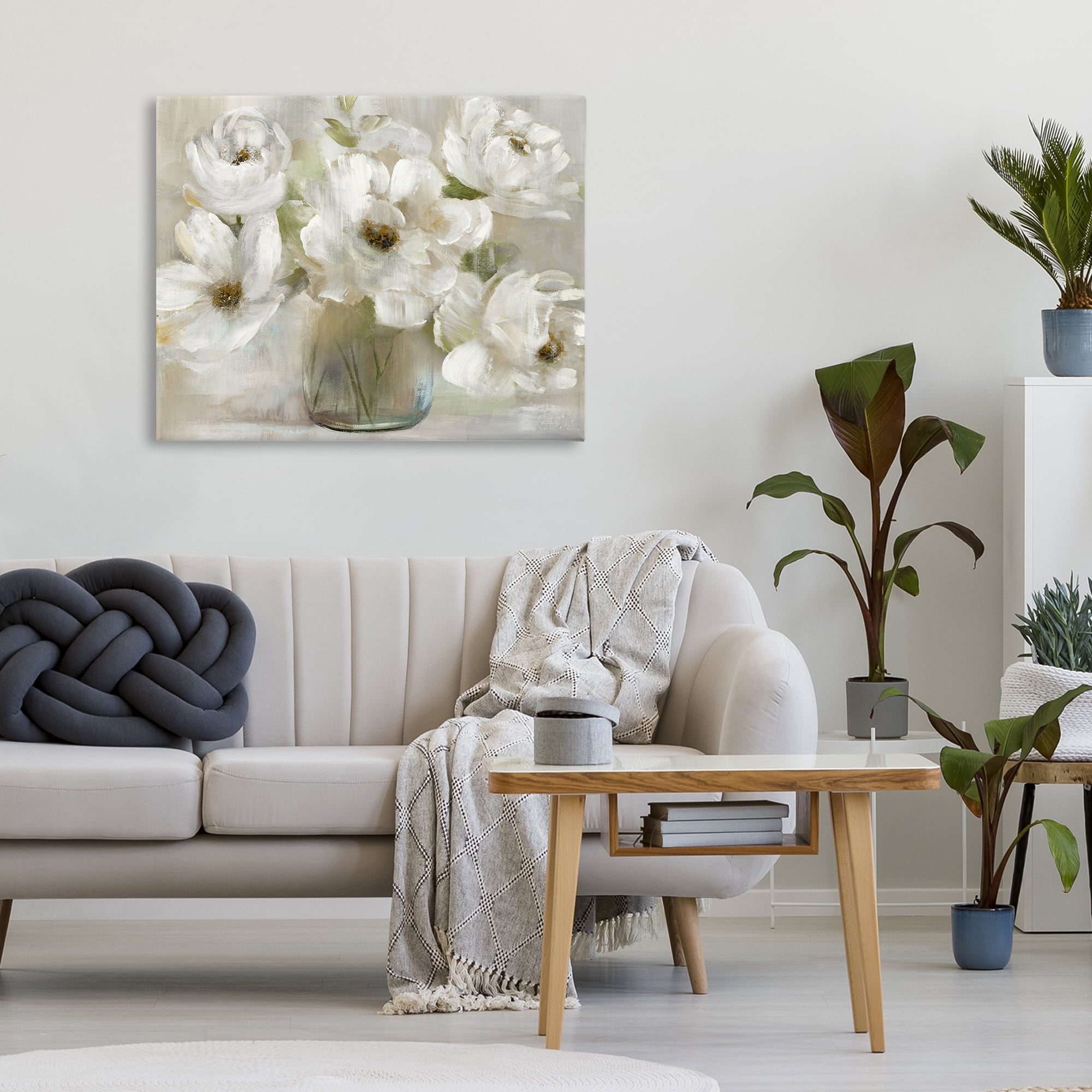Stupell Industries Gentle White Petals in Vase Canvas Wall Art, design by Nan