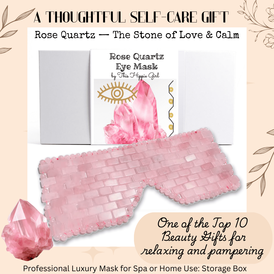 This Hippie Girl Rose Quartz Handcrafted Brazilian Crystal Eye Mask for Puffy Eyes and Stress Relief