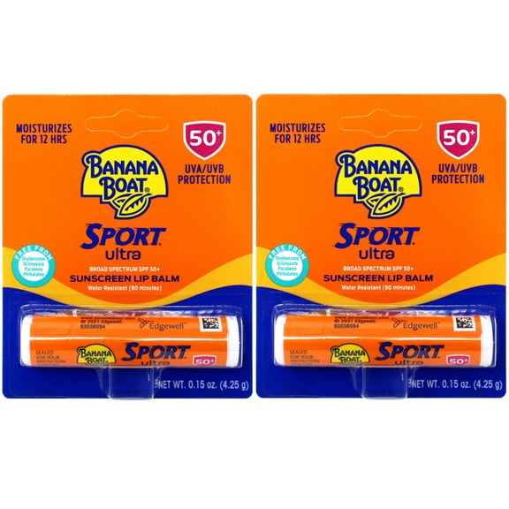Banana Boat 0.15 oz Sport Ultra Lip Balm with SPF 50, Pack of 2