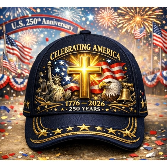 Patriotic USA 250th Anniversary Ornament 1776-2026 Metal Bicentennial Keepsake Double-Sided Engraved Ribbon for Christmas Tree or Year-Round Display Independence Day Decor