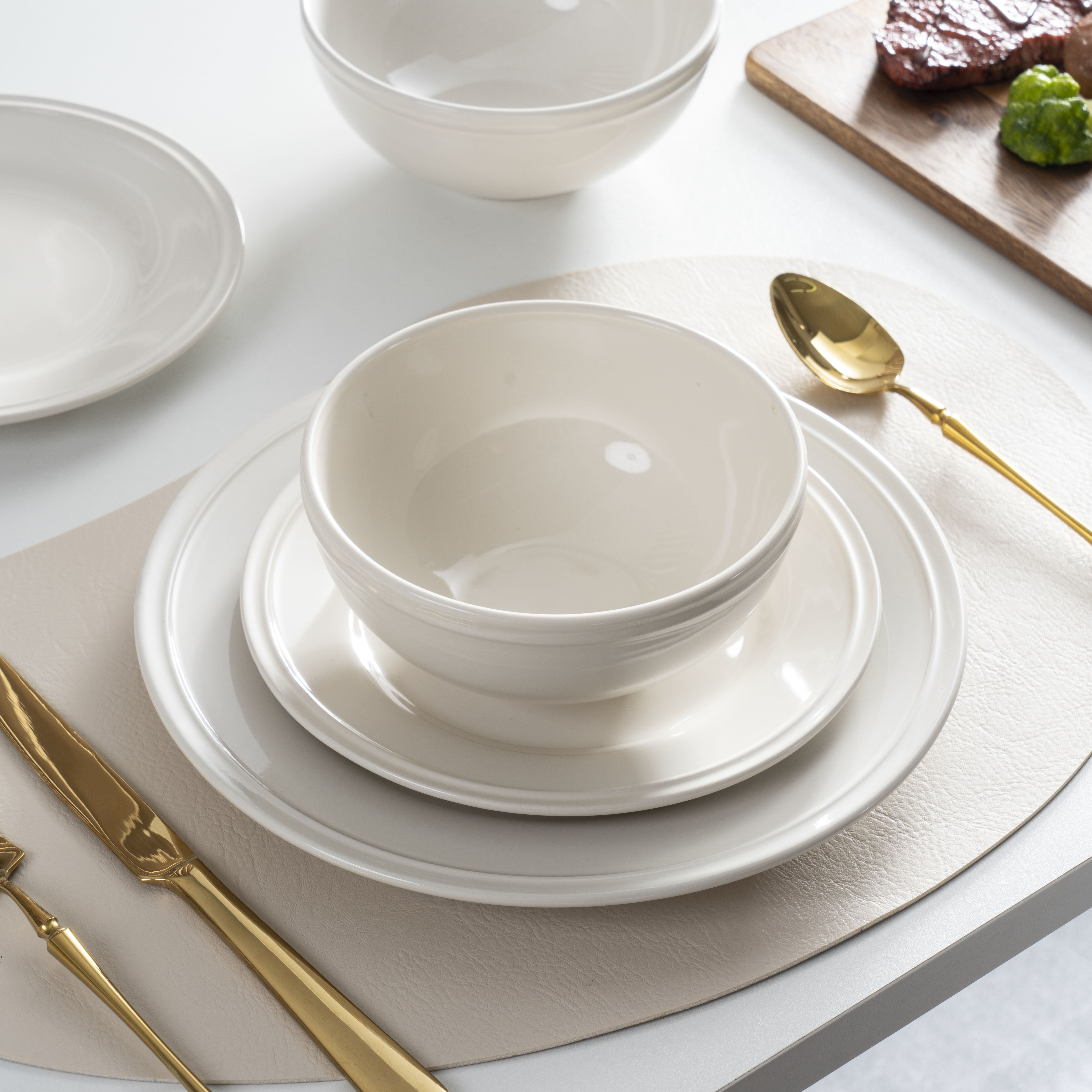 Mainstays Darby Vanilla 12 Piece Stoneware Dinnerware Set