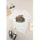 thumbnail image 4 of ABPHQTO Camiseta blanca de manga corta con volantes y estampado gráfico CAMPING para mujer, 4 of 5