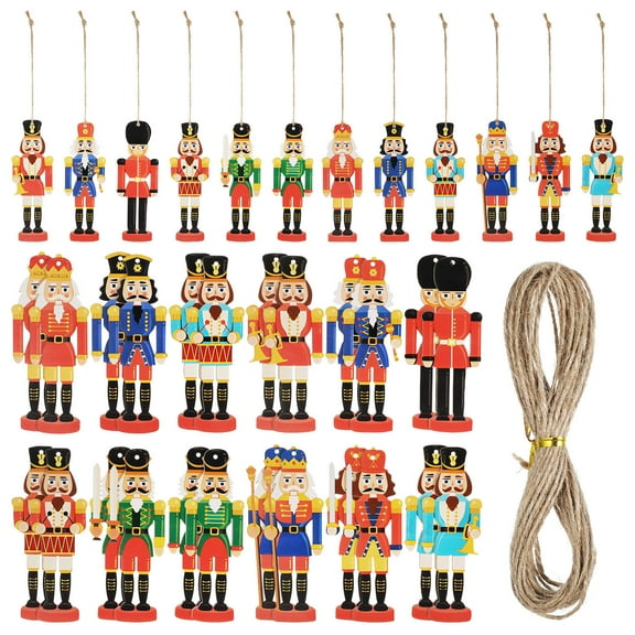 LABSERRON Nutcracker Ornaments 36Pcs Wood Miniature Nutcrackers for Festive Atmosphere Enhancement Christmas Decorations