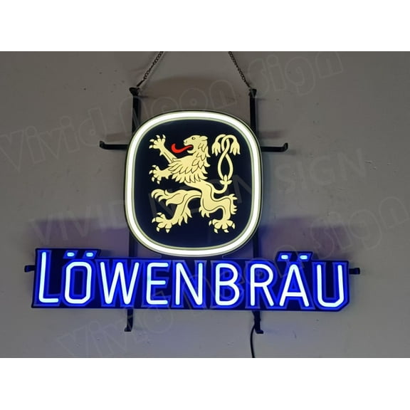 Queen Sense 24"x18" Custom Lowenbraus LED Sign Light Neon Signs With Dimmer Party Home Wall Decor Lights W124LBL-XLED