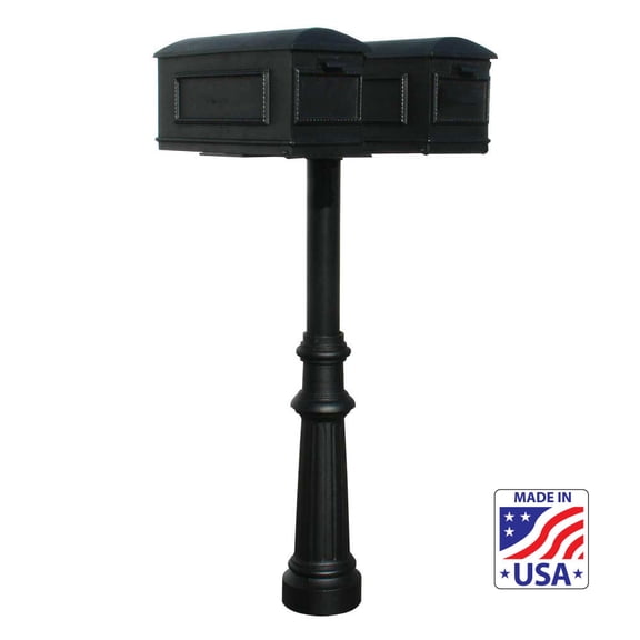 QualArc HPNS2-US-800-LM 6 in. The Hanford TWIN No Scrolls Mailbox Post System - Black