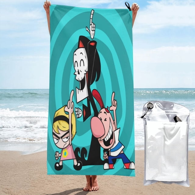 Toalla de playa Billy & Mandy, suave, de secado rápido, resistente a la arena, para piscina, yoga, gimnasio, camping, toallas de baño ligeras, regalo para niños, niñas, niños y adultos, 27,5 x 55
