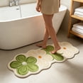 thumbnail image 7 of JWZZYD Scalloped Floral Plush Bathroom Runner Rug, 63"x19.68" Soft Absorbent Non Slip Floor Mat, Washable Flower Pattern Carpet for Bathroom, Bedroom, Entryway & Home Flooring Decor(Green, 1 Pack), 7 of 7