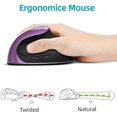 thumbnail image 2 of Ratón inalámbrico ergonómico, ratón vertical recargable mano derecha ratón pequeño ajustable 800/1200/1600 Dpi para computadora portátil, púrpura TA, 2 of 5