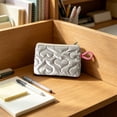 thumbnail image 6 of Quilted Heart Cosmetic Storage Pouch Portable Organizer, Lightweight Zipper Bag For Earphones Coins Makeup And Small Essentials, Compact Travel Accessory Storage Solution, 6 of 6