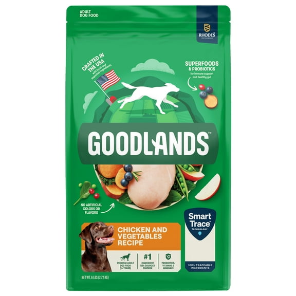 Goodlands Cage-Free Chicken  Vegetable Flavor, Dry Adult Dog Food with Probiotics, 6 lb Bag