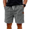 thumbnail image 6 of Homeyce Men's Shorts Corduroy Drawstring Waisted Lounge Short Summer Beach Loose Fit Casual Bermuda Short with Pockets Straight-Leg Resort Wear,Gray M, 6 of 6