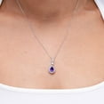 thumbnail image 3 of ANGARA Natural Pear-Shaped 1 ct Amethyst and pave Diamond Halo Pendant in 14K Yellow Gold for Women (Size-8x6mm) | February Birthstone, Anniversary, Jewelry Gift for Women | Natural Amethyst Necklace, 3 of 9