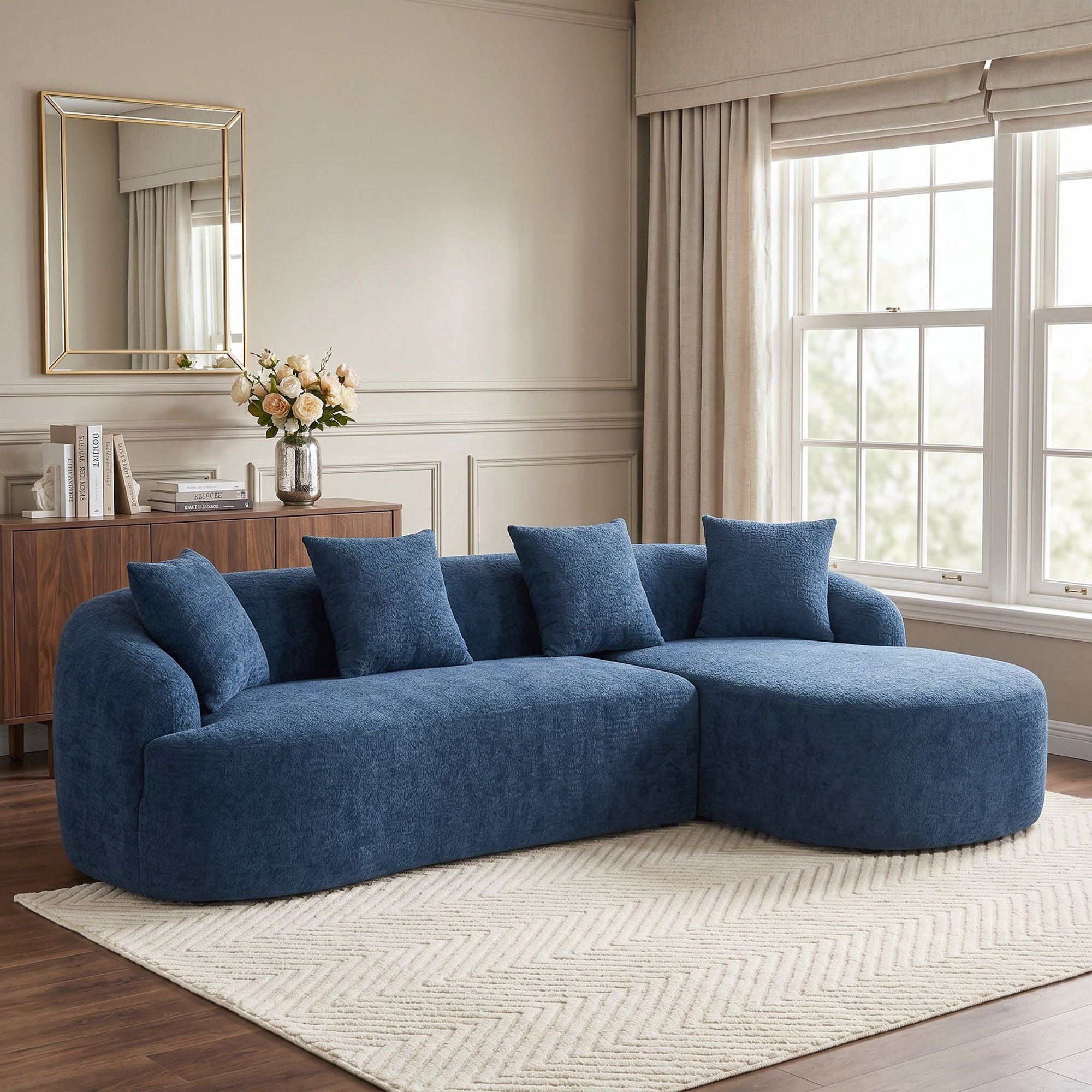 Sailvan L-Shape Sectional Sofa, 30D High-Density Foam Modular Chenille Couch for Living Room