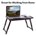 thumbnail image 4 of Sofia + Sam Bamboo Laptop Lap Tray with Adjustable Legs - Work from Home - Foldable Breakfast Serving Bed Tray - Lap Desk with Tilting Top and Storage Drawer - Computer Laptop Stand - Walnut, 4 of 10