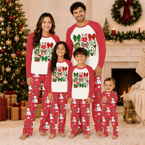 Lvotionpl Match Family Christmas Pjs, Matching Christmas Pajamas Long Sleeve Top & Pants Set Matching Holiday Family Pajama Xmas Sets