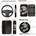 thumbnail image 5 of Uorisanigo Eagle National Flag Car Seat Cover Full Set of 18 Pack with Steering Wheel Seat Belt Pad Center Console Pad Headrest Covers Lever Stick Knob Cover Drink Coasters Key Chains,Universal Fit, 5 of 7