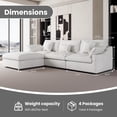 thumbnail image 2 of The Magic Home 3-Seater Cloud Modular L-Shaped Linen Sectional Sofa with Ottoman, White, 2 of 13