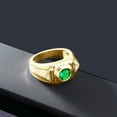 thumbnail image 5 of Gem Stone King 1.68 Ct Green Simulated Emerald Diamond 18K Yellow Gold Plated Silver Men's Ring, 5 of 5