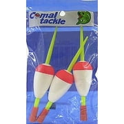(4 pack) Comal Teardrop Cap Stick Fishing Bobbers, Red & White, 1.62-Inch, 3-Pack