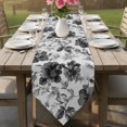 thumbnail image 6 of Black Gray Florals Table Runner Linen Burlap Table Runner 72 Inches Long Farmhouse Botanical Peonies Vintage Leaves Dresser Scarves for Kitchen Island Coffee Dining Room Party Holiday Decor 16"x72", 6 of 8