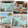 thumbnail image 4 of 2 Pack Outdoor Waterproof Throw Pillow Covers,Summer Pink Flamingo Decorative Rectangle Pillow Case Patio Pillowcases for Chair Couch Sofa 20x12in, 4 of 9