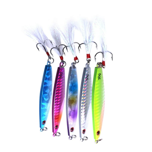 Ruiboury 5pcs Metal Plate Lure Bait with Claw lure plate bait Hook  Baitcasting Fishing 3D Eyes Jig Bait Fishing Tackle, 30g 
